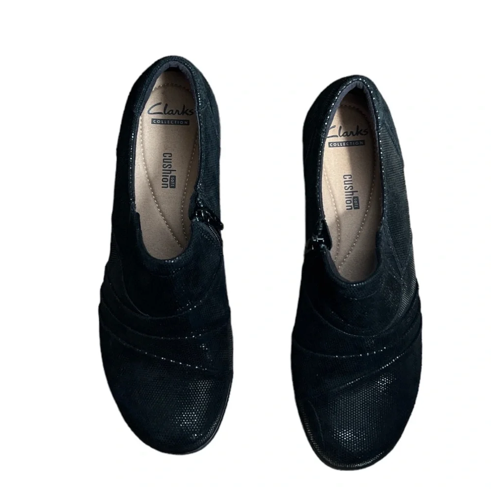 Clarks Women's Channing Kim Slip-On Loafer Black‎ Lizard Size 8M